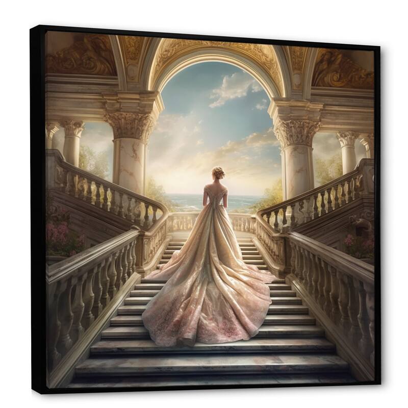 Designart "Dreamy Wedding Day I" Woman Romantic Framed Wall Art For